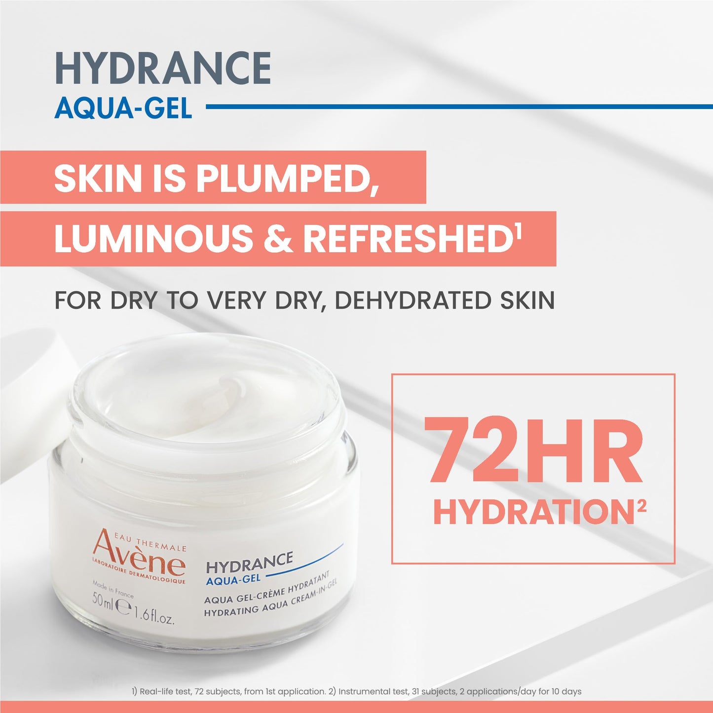 Avène Hydrance Hydrating Aqua-Gel Cream, Face Moisturizer For Normal to Dry, Dehydrated Sensitive Skin, 72 Hour Hydration with Hyaluronic Acid & Aloe, Hydration Powerhouse, Non-Comedogenic