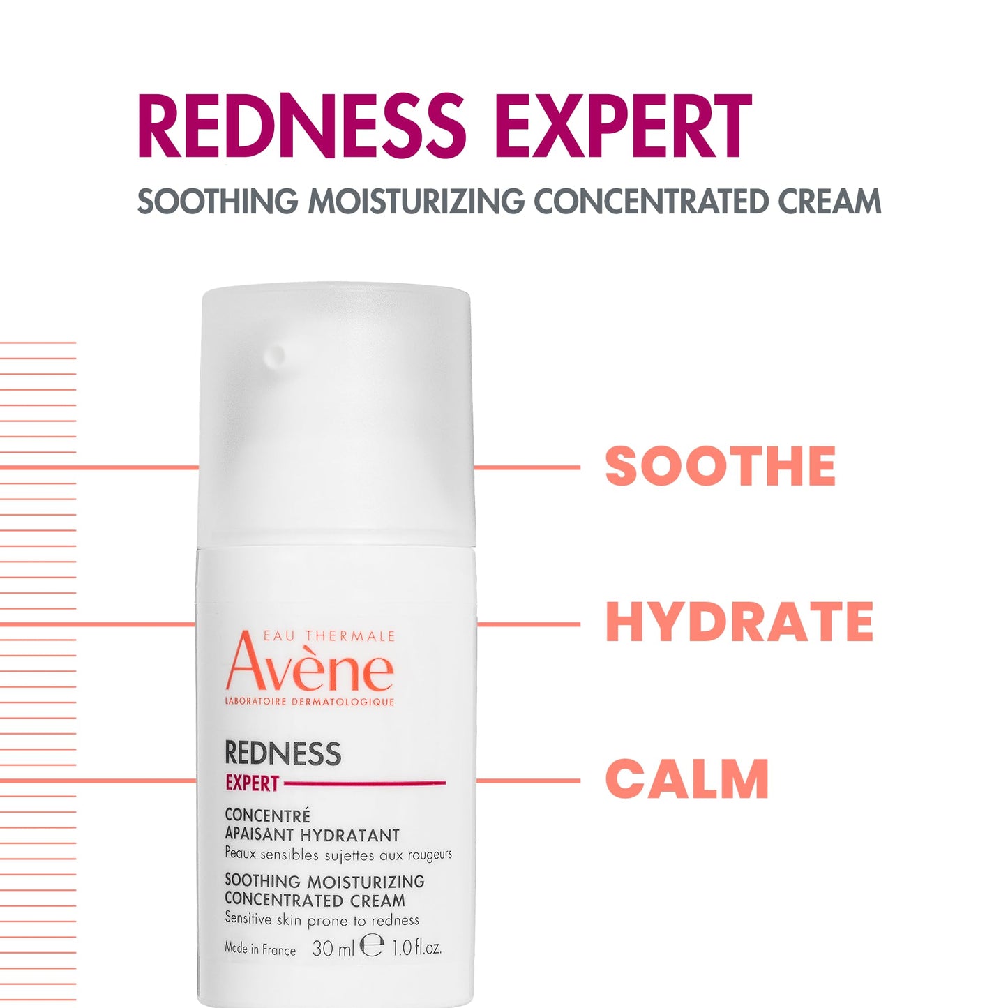 Avène Redness Expert Soothing Moisturizing Concentrated Cream, 1 Fl Oz