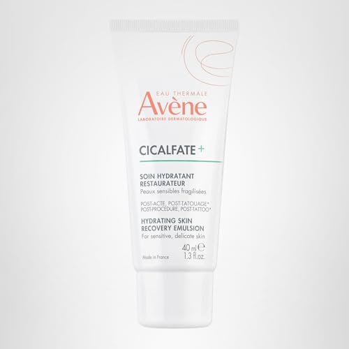 Avène Cicalfate+ Hydrating Skin Recovery Emulsion for post-procedure & post-tattoo, helps restore skin barrier, 24hr hydration, 1.3 Fl Oz