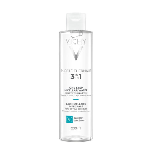 Vichy Pureté Thermale One Step Micellar Water Makeup Remover & Facial Toner, Micellar Cleansing Water & Vitamin B5, No Rinse Needed, Gentle Eye Makeup Remover & Hydrating Toner For Face
