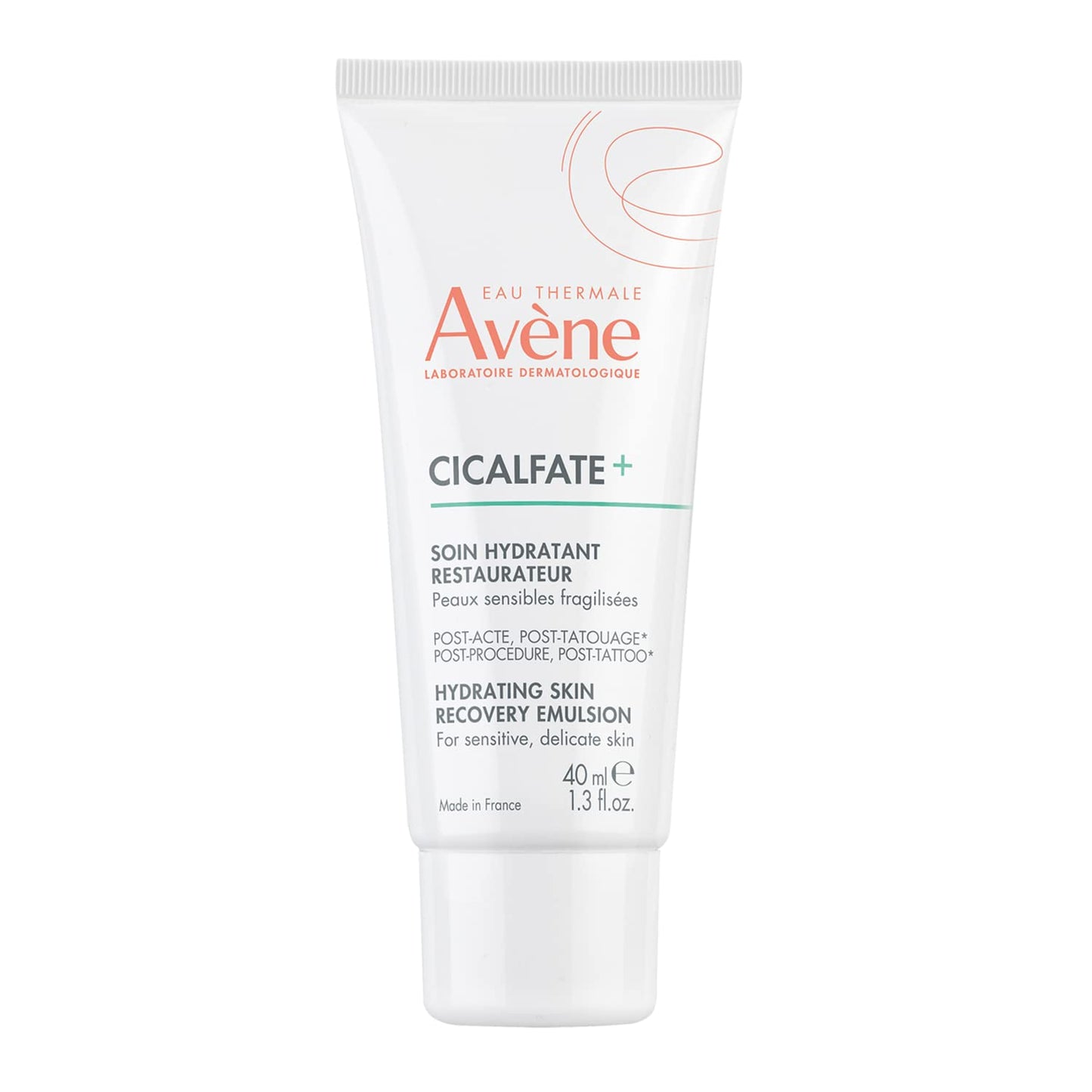 Avène Cicalfate+ Hydrating Skin Recovery Emulsion for post-procedure & post-tattoo, helps restore skin barrier, 24hr hydration, 1.3 Fl Oz