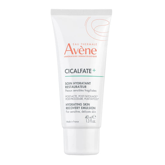 Avène Cicalfate+ Hydrating Skin Recovery Emulsion for post-procedure & post-tattoo, helps restore skin barrier, 24hr hydration, 1.3 Fl Oz