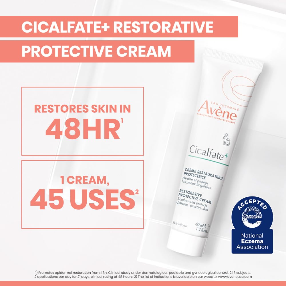 Avène Cicalfate+ Restorative Protective Cream, Face Moisturizer, face cream for sensitive skin, helps restore skin barrier, restorative cream, safe for infants, children and adults, 1.3 Fl Oz